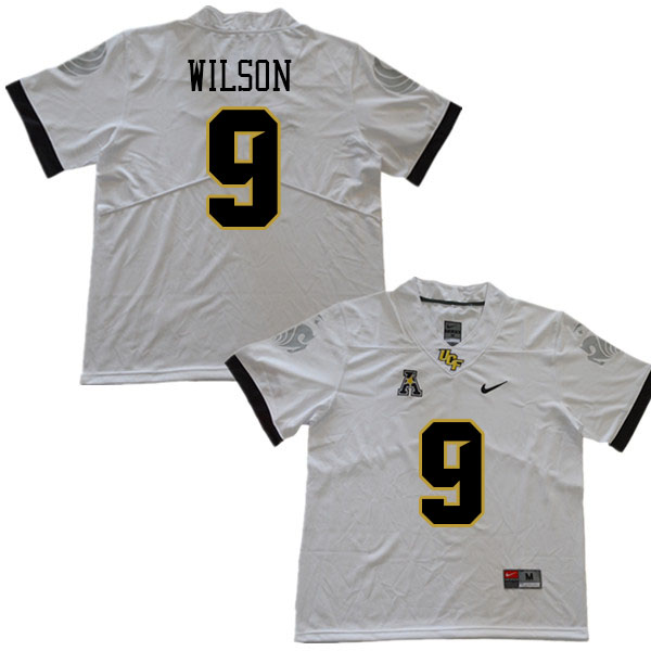 Men #9 Jireh Wilson UCF Knights College Football Jerseys Stitched Sale-White - Click Image to Close